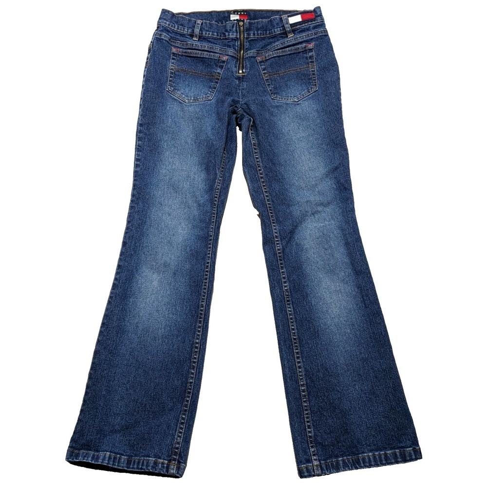 VTG TOMMY JEANS BACKWARDS Women Juniors 11‎ Stretch Denim Blue Jeans RARE